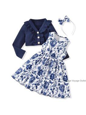 Toddler Girl Floral Sleeveless Dress & Cardigan Set 2 Piece Cotton Blend